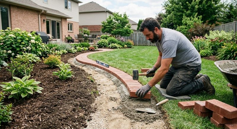 Brick Border Installation in Worcester, MA