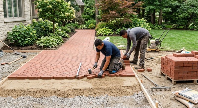 Brick Hardscape Installation in Warwick, RI